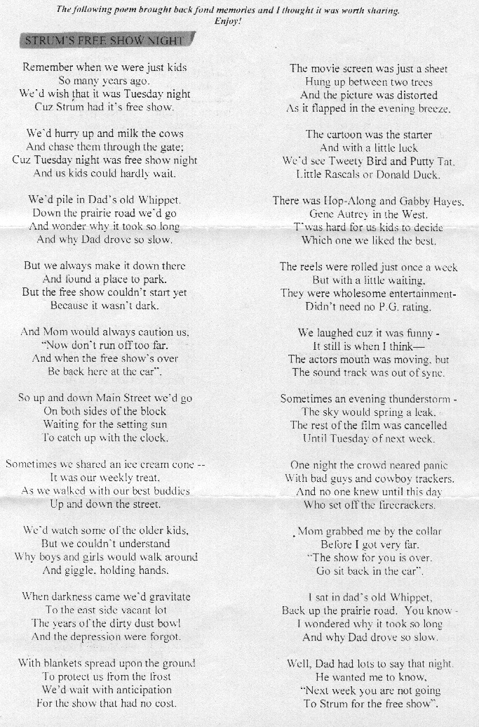 Written by Ralph Heath, Mesa, Arizona, Formerly of Strum